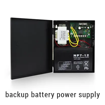 Power supply unit dengan fungsi backup baterai untuk akses kontrol