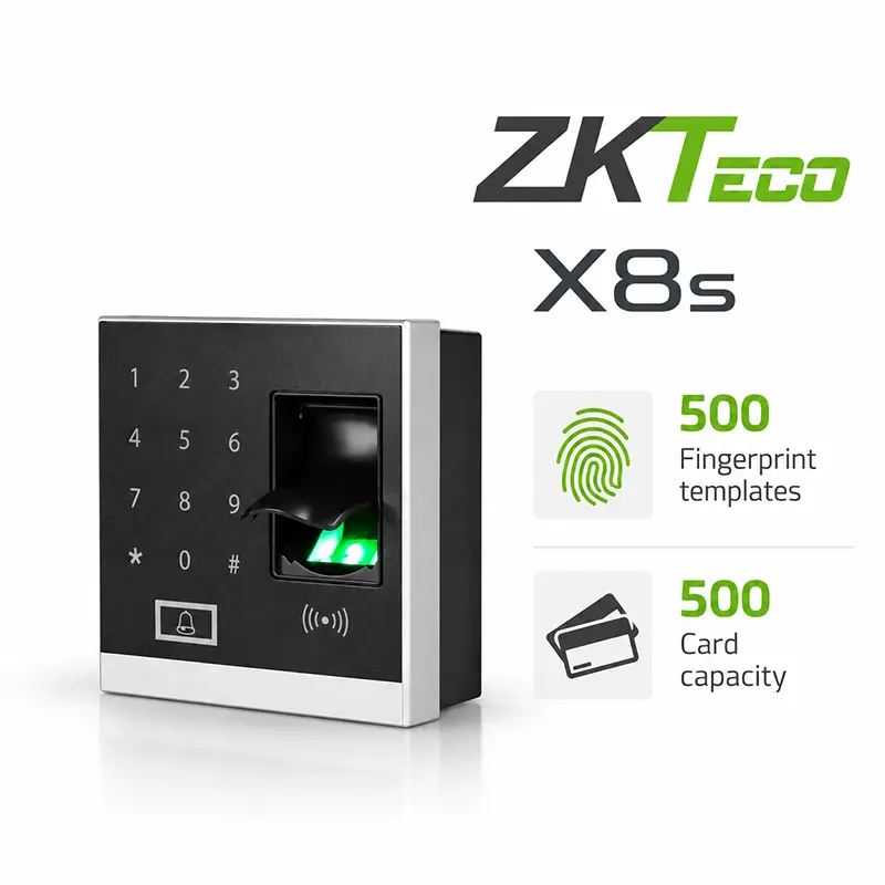 Akses kontrol ZKTeco X8s dengan sidik jari, kartu RFID, dan keypad PIN