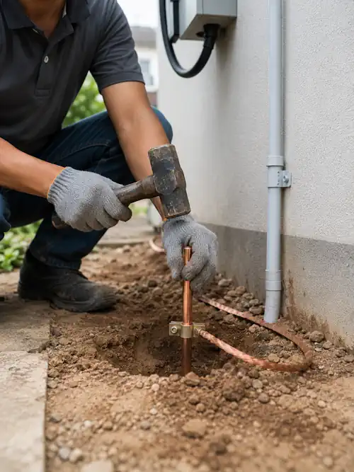 RCBO Chint NXBLE-32 Type A dan grounding rod untuk instalasi charger EV
