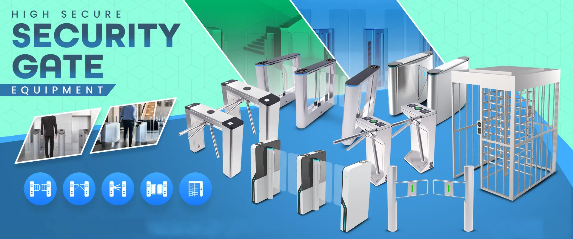 Flap barrier turnstile ZKTeco terpasang di lobi kantor modern