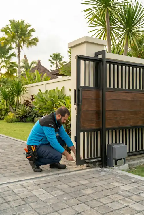 Instalasi mesin pagar otomatis CAME di Medan oleh teknisi Titantek